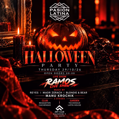 Thursday 29/10/26 Pasión Latina Art Club Tlv Halloween Party