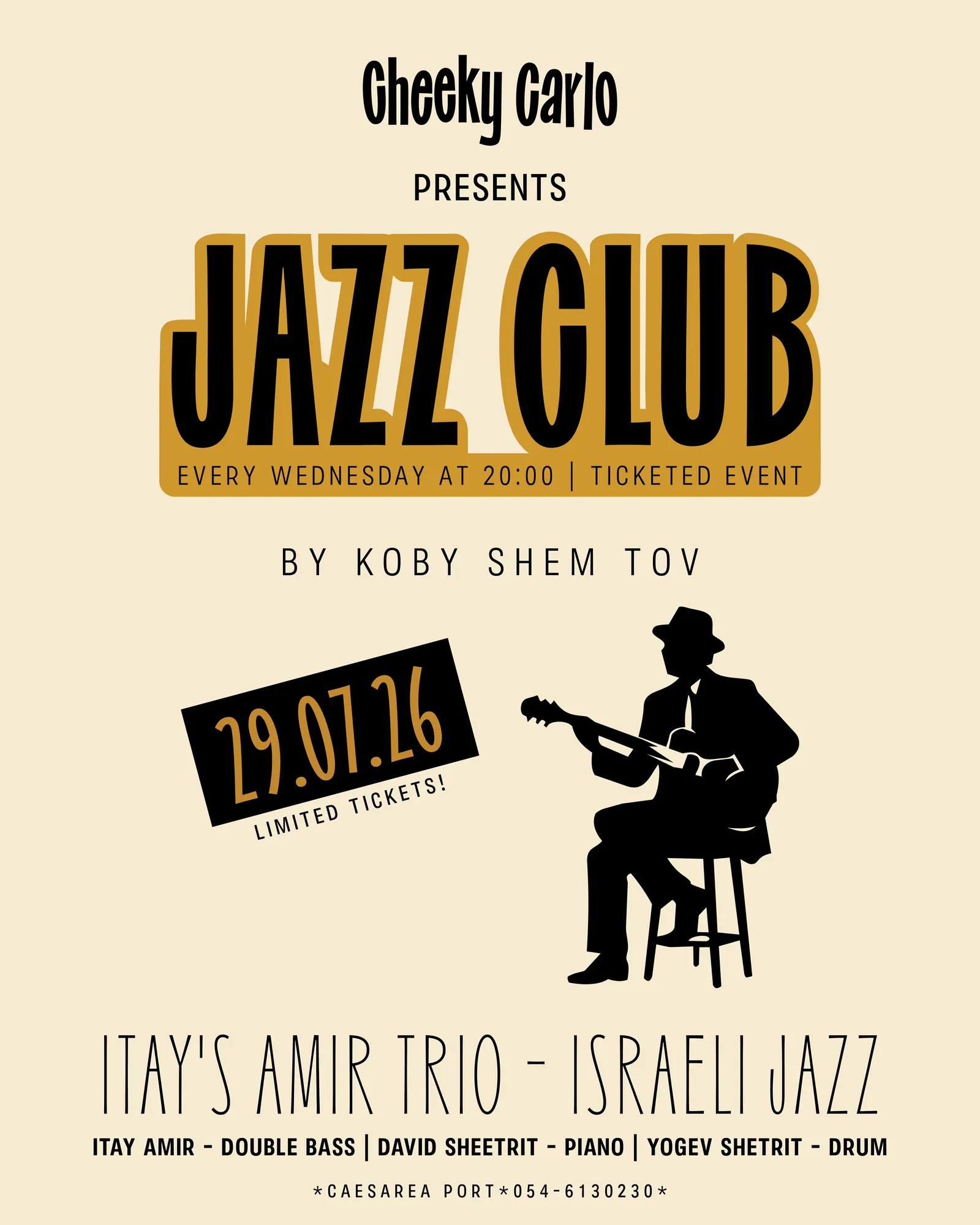 Cheeky Carlo presents- Itay Amir Trio — Israeli Jazz