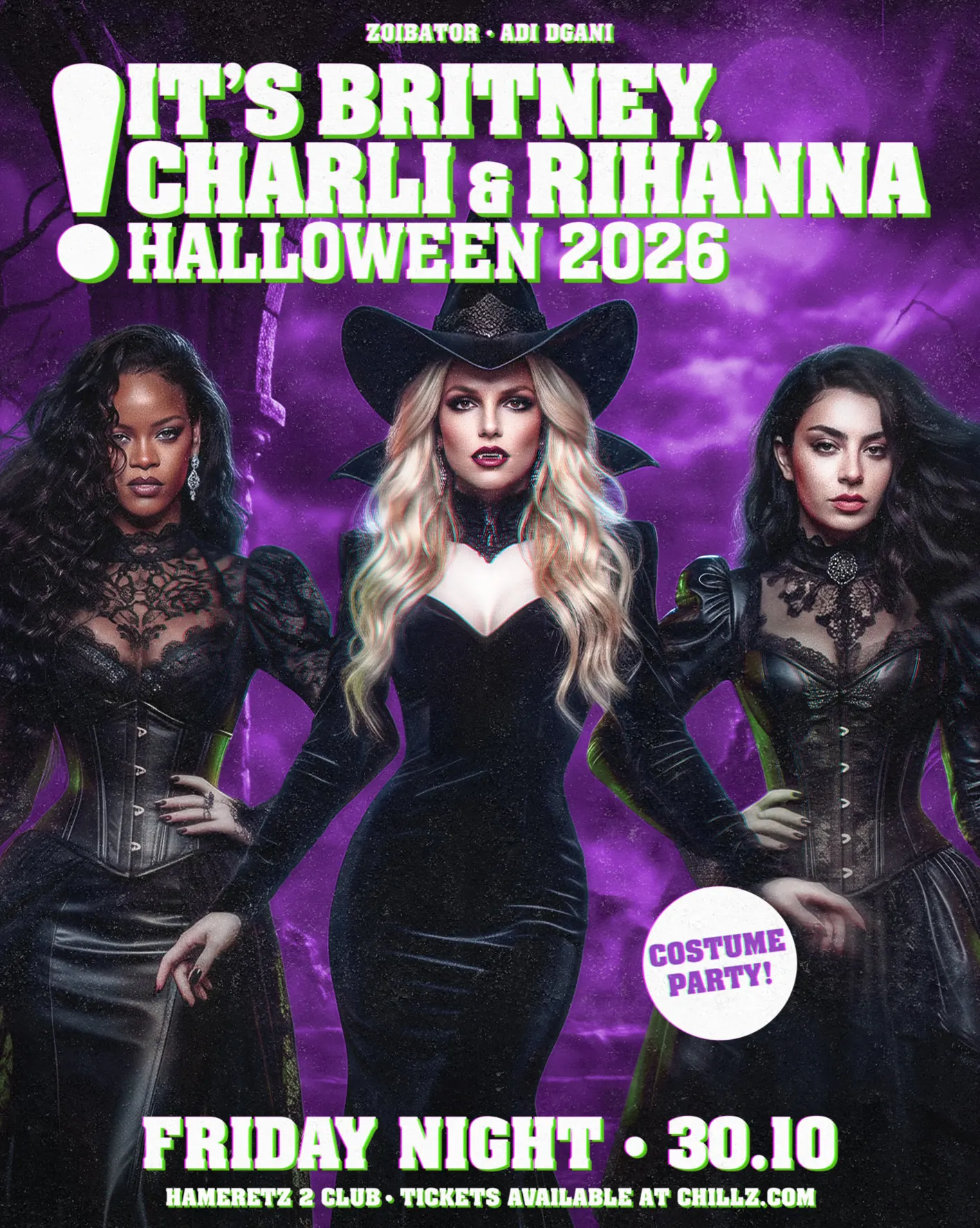 It’S Britney, Charli & Rihanna Halloween 2026! Friday 30.10 Hameretz 2 Club